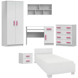 Deine Möbel 24 Kinderzimmer-Set, Weiß, Rosa, Holzwerkstoff, 419x193x206 cm, Kinder- & Jugendzimmer, Jugendmöbel, Komplette Kinder- & Jugendzimmer