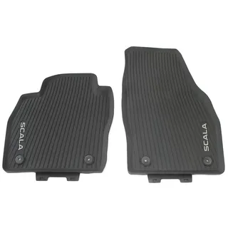 Skoda 657061502 Allwetterfußmatten Vorn Gummi Fußmatten 2X Gummimatten, mit Scala Schriftzug in Weiß