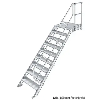 KRAUSE Treppe mit Plattform 45 Grad - 9 Stufen / Stufenbreite: 0,60 m inkl. einseitigem Handlauf - Art-Nr: 824189