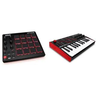 AKAI Professional MPD218 - MIDI Pad Controller, Drum Pad Machine, Beat Maker mit 16 Pads & AKAI Professional MPK Mini MK3 – 25-Tasten USB MIDI Keyboard Controller