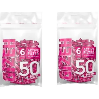 Gizeh Aktivkohlefilter - Slim Size 6mm Pink - 2 Beutel a 50 Filter = 100 Filter