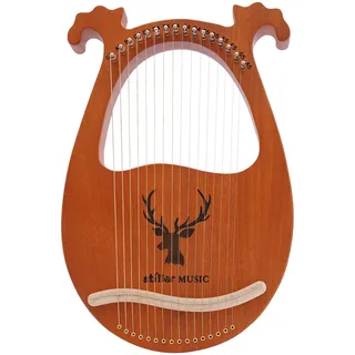 Leier Harfe Mahagoni Korpus Runder Rand Angenehmer Klang+Stimmschlüssel Saiten 16 Strings Lyre Harp, Lyre Harp Instrument für Erwachsene, Anfänger, Liebhaber, Freunde, Profis und kle