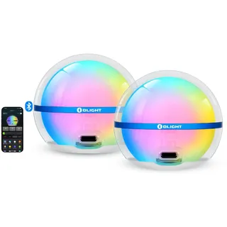 OLIGHT Sphere C 2 Stück Led Nachtlicht mit APP Steuerung, max.75 Lumen bis zu 40 Stunden Akkulaufzeit 20 Beleuchtungsoptionen, USB-C wiederaufladbares Stimmungslicht für den täglichen Gebrauch