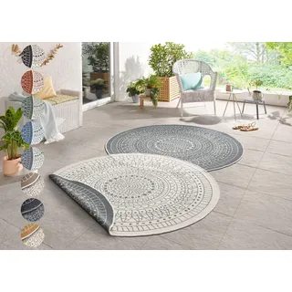 HANSE HOME Teppich Porto Wendeteppich, rund, Höhe: 5 mm, In-& Outdoor, Wetterfest, Balkon, Garten, Wohnzimmer, Wasserfest grau Ø 100 cm x 5 mm