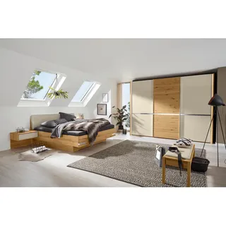 Musterring Schlafzimmer, Eiche, Holz, Glas, Textil, Holzwerkstoff, Eiche, massiv, 6 Fächer, 180x200 cm, Goldenes M, Dgm, Typenauswahl, Schlafzimmer, Schlafzimmer Komplett