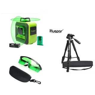 Linienlaser Huepar 602CG  Brille Stativ Kreuzlinienlaser Set Nivelliergerät