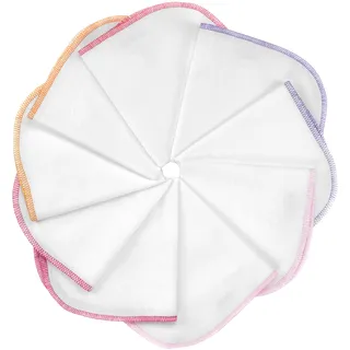 MAKIAN Molton Baby Waschlappen Set mit Schlaufe - 9 Stück Moltontücher aus 100% Baumwolle, 30x30 cm, weich & schadstoffgeprüft nach Oeko-TEX® Standard 100 geprüft, mit bunten Rand - Weiß Rosa