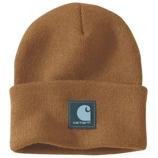 CARHARTT Rubber Patch Watch Cap Beanie Braun/Petrol