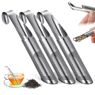 Bangbobi 3 Stücke Feinmaschiges Teesieb aus Edelstahl mit Hakengriff - Teefilter für losen Tee - Wiederverwendbar Teesieb für Thermoskanne - Teesieb Edelstahl Teefilter