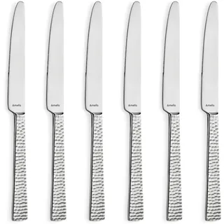 Amefa FELICITY Dessertmesser Set 6-tlg. für 6 Personen, Gehämmertes Dessertmesser klein, Buttermesser klein im Hammerschlag-Design, 18/0 Edelstahl Vorspeisenmesser, Spülmaschinenfest