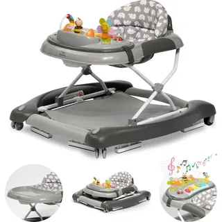 DREAMADE Lauflernhilfe, 4 in 1 Autoförmiger Lauflernwagen mit einstellbarer Geschwindigkeit, Musik & Licht, Babywalker Höhenverstellbar & Klappbar, Gehfrei Baby ab 6 Monate (Purpur)