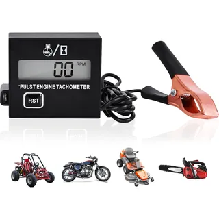 BORDEAG Digitaler Drehzahlmesser Induktiver Drehzahlmesser: Drehzahlmesser Für Kettensägen Mit Stundenzähler, Motortachometer Wasserdicht, Digitaler Drehzahlmesser Für Rasenmäher Und Motorräder
