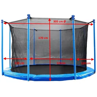 walexo Gartentrampolin Trampolin Innenliegendes Sicherheitsnetz für 6- oder 8 Stangensysteme, Ø 305 cm, (8 tlg) schwarz 305 cm
