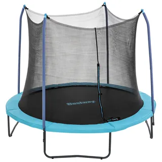 Bestway Trampolin Xtreme Air, Ø 305 x 255 cm, Sicherheitsnetz, Verzinkter Stahlrahmen, UV-beständig, 56 Federn, Federstift- und Bolzenverbindungen, Ab 6 Jahren, Bodenverankerungen und Federspanner