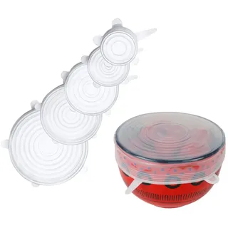 Buri Silikon-Deckel 5er-Set transparent Frischhaltedeckel Wiederverwendbar Dehnbar