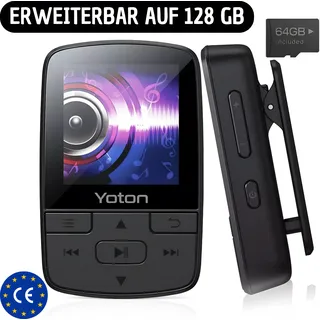 MP3 Player Bluetooth Sport 32/64 GB mit Clip HiFi Sound, Radio, Schrittzähler YM