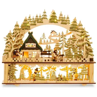 SIKORA LB06 beleuchteter LED Holz Schwibbogen WALDHAUS inklusive Trafo