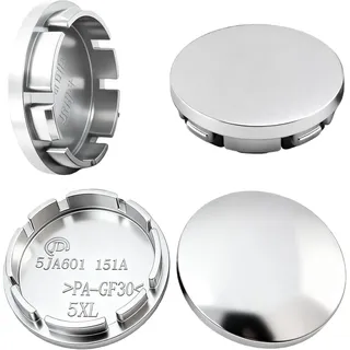 4 Stück Nabendeckel Radnabenkappen, Außen-Ø 56 mm, Innen-Ø 51 mm, Universelle Felgenkappen aus Hochwertigem ABS mit polierter Oberfläche, Kompatibel mit VW Audi BMW Mercedes-Benz (Silber)