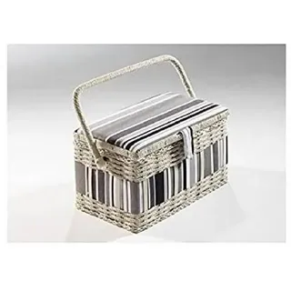 Nähkorb eckig weiß Textil in grau