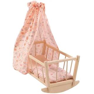 howa Puppenwiege Puppenbett aus Holz miniflowers inkl. Bettzeug und Betthimmel 1706