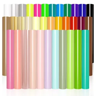 VINYL FROG Plotterfolie Textil 35 Stück Heat Transfer Vinyl Regenbogen Flexfolie Plotter Textil für Textilien Transferfolie zum Aufbügeln für DIY T-Shirt, Stoffe