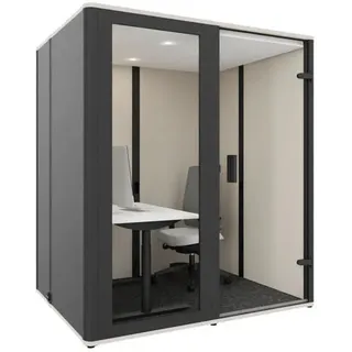 Bosse Meetingbox Bosselino Work 2, Schwarz, Glas, Holzwerkstoff, Uni, A, 190.9x215.5x148 cm, schallisoliert, geräuscharme Lüftung, gebäudeunabhängige Installation, Usb-A Anschluss, Usb-C Anschluss,