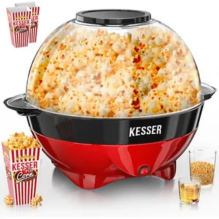 Kesser Popcornmaschine: 800W Popcornmaker - 5,5l großer Inhalt, Antihaftbeschichtung, Deckel & Servierschale, für Öl/Butter/Zucker, Stille & Schnelle,