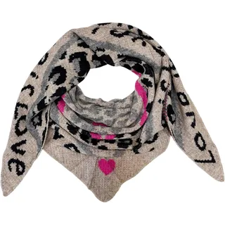 J26 XXL Dreieck Schal Love Leopard Winter Unisex Dreieck Strickschal Leo Schal Wolle Stola Tuch Stickschal (Beige Pink) - 210 x 85cm