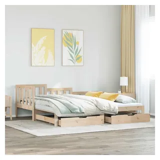 vidaXL Tagesbett Ausziehbar mit Schubladen 90 x 200 cm beige
