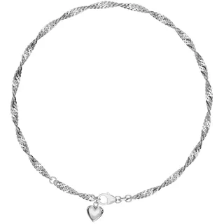 Fußkette mit Anhänger FIRETTI "Schmuck Geschenk Silber 925 Körperschmuck Herz+LIEBE Singapurkette", silber (silberfarben, rhodiniert), Fußketten, Damen, Silber 925 (Sterlingsilber)