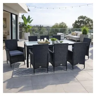 Estexo Polyrattan Set 8-tlg. Schwarz