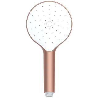 Wenko Duschkopf Automatic Cleaning, Anti-Kalk, runde Universal-Handbrause mit automatischem Reinigungssystem, belebende Regenwasserdusche, handlicher Brausekopf Ø 12 cm im Metallic-Look, ABS Rosé