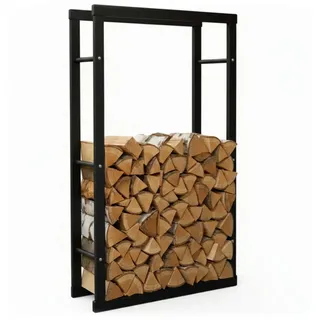 Zelsius Kaminholzregal Metall 60 x 25 x 150 cm Schwarz