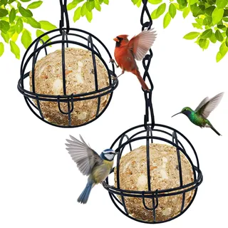 2 Stück Meißenknödelhalter Vogelfutterstation,Meisenknödelhalter zum Aufhängen,Futterspender Vögel,Futterspender für Wildvögel,Futtersäule mit Dach,Vogelfutterstation mit Klappdeckel