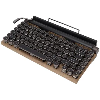 Tbest Retro Keyboard Qwertz,Qwerkywriter,Tastatur Schreibmaschine Mechanische Tastatur 83 Tasten Retschleißfeste Unterstützung Wireless 2000mA Einstellbare Hellit Retro Schreibmaschinentastatur