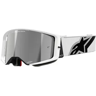 Alpinestars Supertech Corp, Crossbrille verspiegelt - Weiß/Schwarz/Grau Silber-Verspiegelt