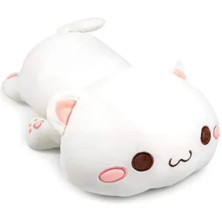 NatureMan Niedliches Kätzchen-Plüschtier, Plüschtier, Haustier-Kätzchen, weiches Anime-Katzen-Plüschkissen, Kinder, Plüsch-Katzenpuppe, Kissen, Spielzeug (weiß)