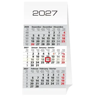 Adina 2026 ADINA Kleiner Aufstellkalender Dreimonatskalender für den Schreibtisch 1 Stück weiss