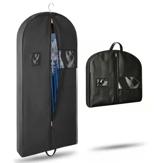 Kleidersack Lang 152cm – Extra Lange Kleiderhülle für Abendkleider, Brautkleid & Mäntel – Faltbare Anzugtasche für Reise & Aufbewahrung – Atmungsaktive Kleiderschutzhülle, Schwarz