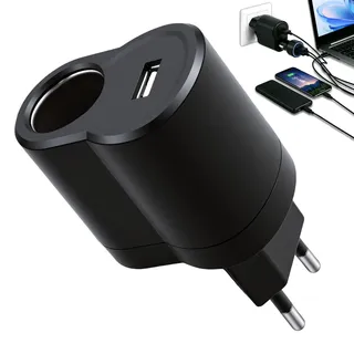 Adapter für Zigarettenanzünder, Trafo, 220 V auf 12 V, 500 mA, 5 V, 1 A | Wechselrichter AC auf DC, Zigarettenanzünder, 6 W, kompakt, Stecker für Smartphone, GPS, Autogeräte