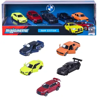 Majorette Auto-Set BMW (5 Autos) - 5 BMW Modellautos aus Metall mit Freilauf, Federung & zu öffnenden Teilen inkl. 2 exklusiver Modelle, Spielzeugautos für Sammler und Kinder ab 3 Jahre, je ca. 7,5 cm