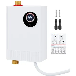 Elektronischer Durchlauferhitzer, Küche 220V 3800W elektrische Warmwasserbereiter tankloser Mini-Warmwasserbereiter mit LED Temperaturanzeige, Elektrisch Instant Klein Durchlauferhitzer für Küche, Bad
