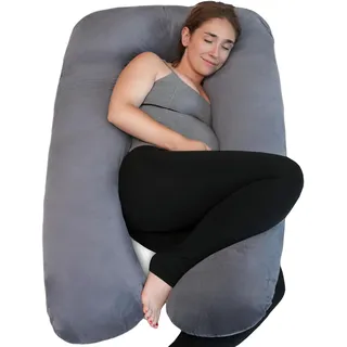 PinkFroggie 57" Premium XXL Schwangerschaftskissen, Samt Seitenschläferkissen,Lagerungskissen,Baby Kissen Stillkissen,U-Form kissen seitenschläfer mit Abnehmbarem Bezug