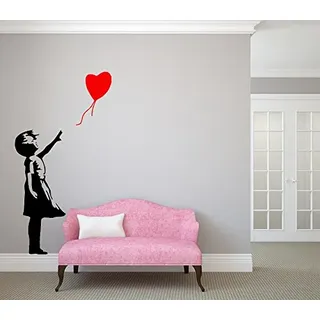 Mädchen mit Herz XXL Banksy Aufkleber Abziehbilder Zuhause Modern Aufkleber Schlafzimmer Dekoration Dekor Stilvoll Kindergarten Wandtattoo Wohnzimmer Abziehbild Baby