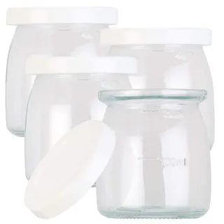 Rosenstein & Söhne 4er-Set Ersatzgläser mit Deckel für Joghurt-Maker JM-200/300, je 180ml