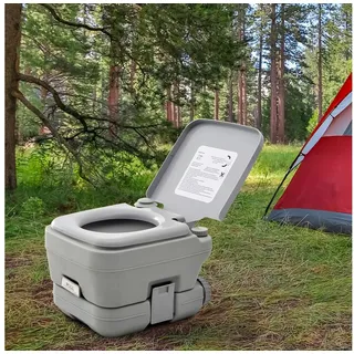 HOMCOM Campingtoilette Falttoilette, (Faltbare Reisetoilette max. Tragkraft bis 200 kg, 1-St., 10L Falttoilette), Trockentrenntoilette für Camping, Reisen, Grau grau