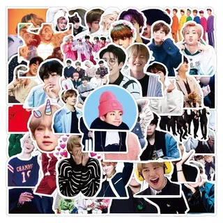 50 Stück Kpop BTS Aufkleber für Fotokarten Gitarre Gepäck Tagebuch Wasserflaschen Laptop coole trendige Graffiti wasserdichtes Vinyl ästhetische Kpop Fans Aufkleber für Teenager Mädchen