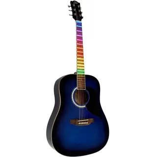EKO GUITARS – RANGER BLUE SBT VISUAL NOTE, Dreadnought-Akustikgitarre ''Visual Note“, Decke aus Fichte, Zargen und Boden aus Linde, LED-Laminat ''Visual Note“ mit App-Anbindung, Farbe Blau