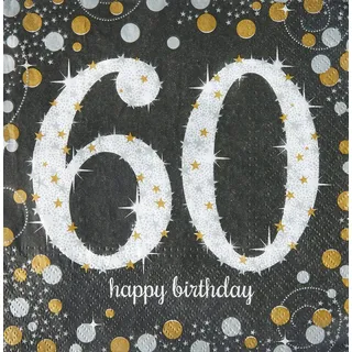 Amscan 60. Geburtstag, 16 Servietten