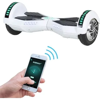 ROBWAY W2 | Hoverboard für Erwachsene & Kinder - Elektro Scooter - E-Balance - Self Balance - 8 Zoll - 700 Watt - Bluetooth - App (Weiß Matt) - Weiß